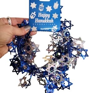 Haunkkah Star of David Wire Garland Decoration 12ft Silver & Blue